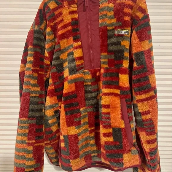 Men's L.L.Bean Hi-Pile Fleece Hoodie, Print XL - Picture 8 of 9